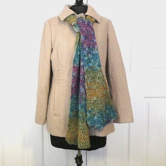 Multicolor Sparkly Scarf 80x8 Extra Long/Wide Prism Handmade Crochet Knit Xmas - Picture 1 of 7